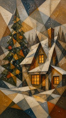 Cubist Modern Art Style Christmas card example