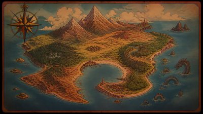 Vintage Retro Anime Art Style fantasy map example