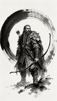 Zen Circle Minimalism Art Style tabletop character portrait example