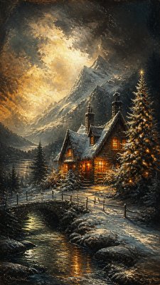 Romantic Landscape Art Style Christmas card example