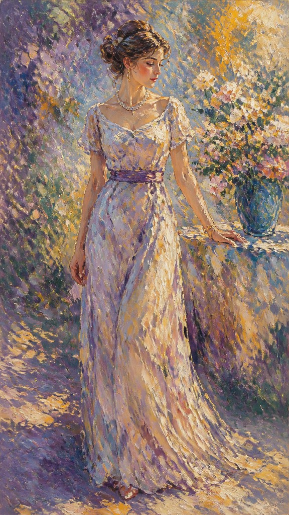 full-length portrait of an elegant figure — Impressionist Still Life Art Style