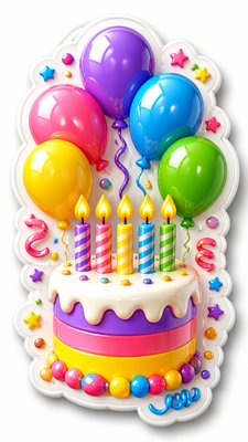 3D Puffy Sticker Design birthday card example
