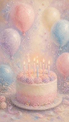 Pastel Art Style birthday card example