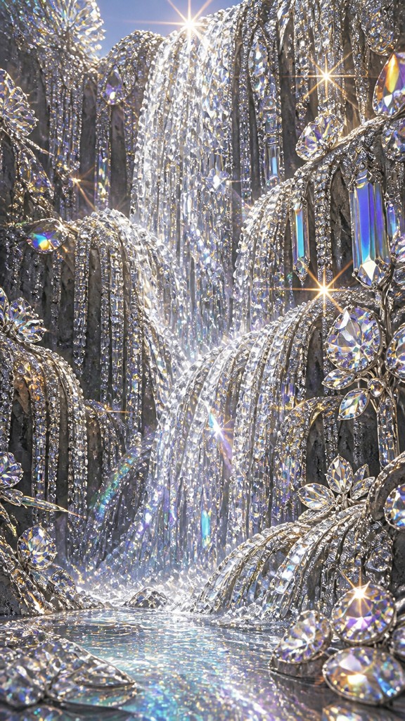 towering waterfall cascading down a cliff — Crystal Jewelry Style