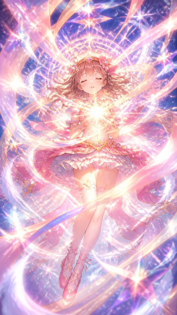 a sleeping baby fox curled on a crescent moon among soft stars, gentle and warm, no text — Magical Girl Transformation Sequence baby announcement