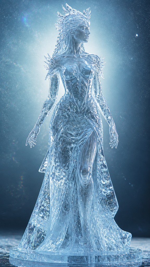 full-length portrait of an elegant figure — Ice Sculpture Art Style