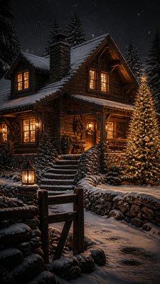 Rustic Cabin Interior Design Christmas card example
