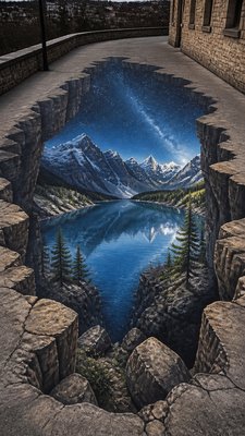 3D Illusion Street Art Style phone wallpaper example