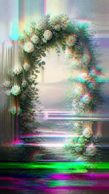 Digital Glitch Abstract Art Style wedding invitation example