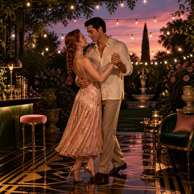 Hollywood Regency Interior Design couple portrait example