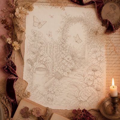 Romantic Academia Aesthetic coloring page example