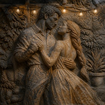 Stone Carving Sculpture Art Style couple portrait example