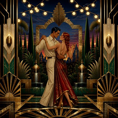 Art Deco Architecture Art couple portrait example