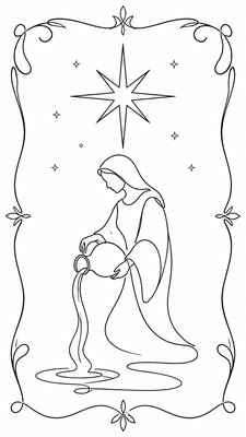Minimalist Line Portrait Style tarot card example