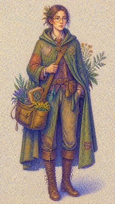 Pointillist Impressionism Art Style character design example
