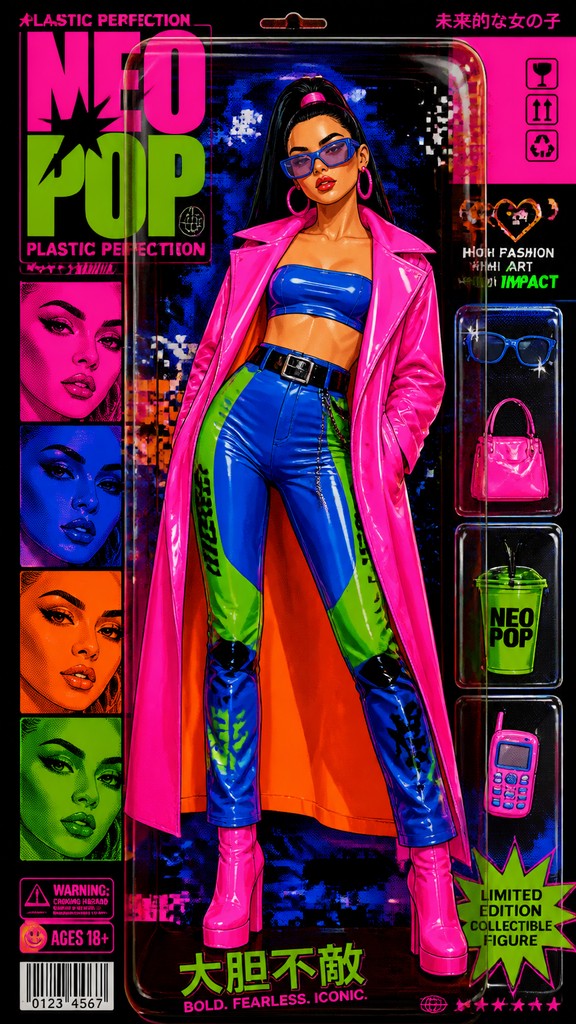 full-length portrait of an elegant figure — Neo-Pop Art Style