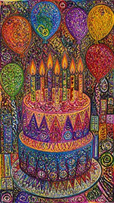Outsider Art Style birthday card example