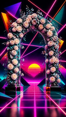 80s Retro Aesthetic wedding invitation example