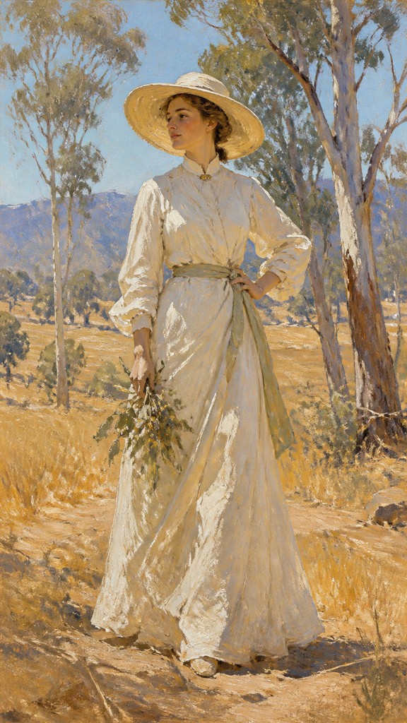 full-length portrait of an elegant figure — Heidelberg School Art Style