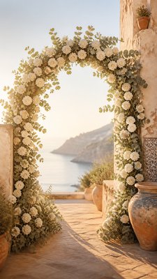 Mediterranean Architecture Art wedding invitation example