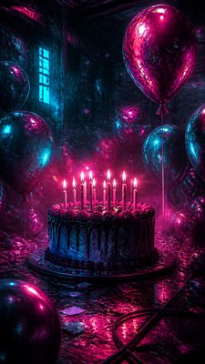 Cyberpunk Sci-Fi Art birthday card example