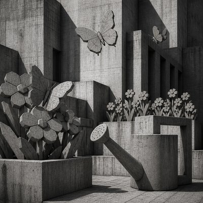 Brutalist Architecture Art coloring page example