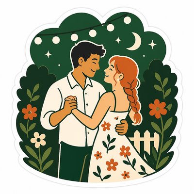 Minimalist Sticker Design couple portrait example