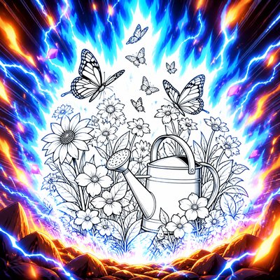 Shounen Power-Up Aura Portrait coloring page example