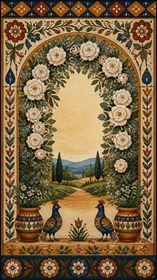 Folk Art Style wedding invitation example