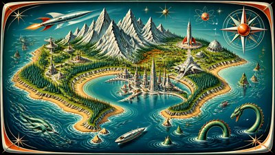 Retro Futurism Sci-Fi Art fantasy map example