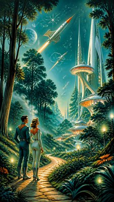 Retro Futurism Sci-Fi Art book cover example
