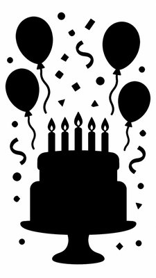 Glyph Icon Design birthday card example