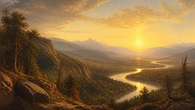 Hudson River School Art Style desktop wallpaper example