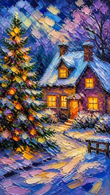 Fauvist Impressionism Art Style Christmas card example