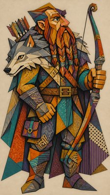 Synthetic Cubism Art Style tabletop character portrait example