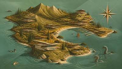 Mid-Century Modern Architecture fantasy map example