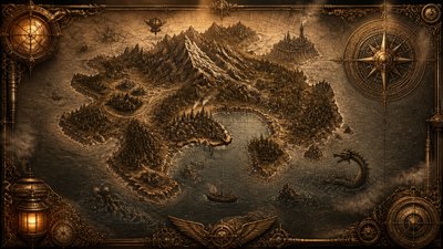 Steampunk Art Style fantasy map example