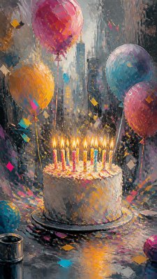 Urban Impressionism Art Style birthday card example