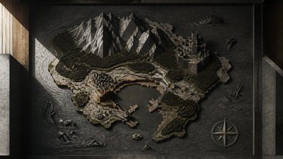 Brutalist Interior Design fantasy map example