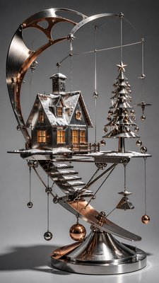 Kinetic Sculpture Art Style Christmas card example