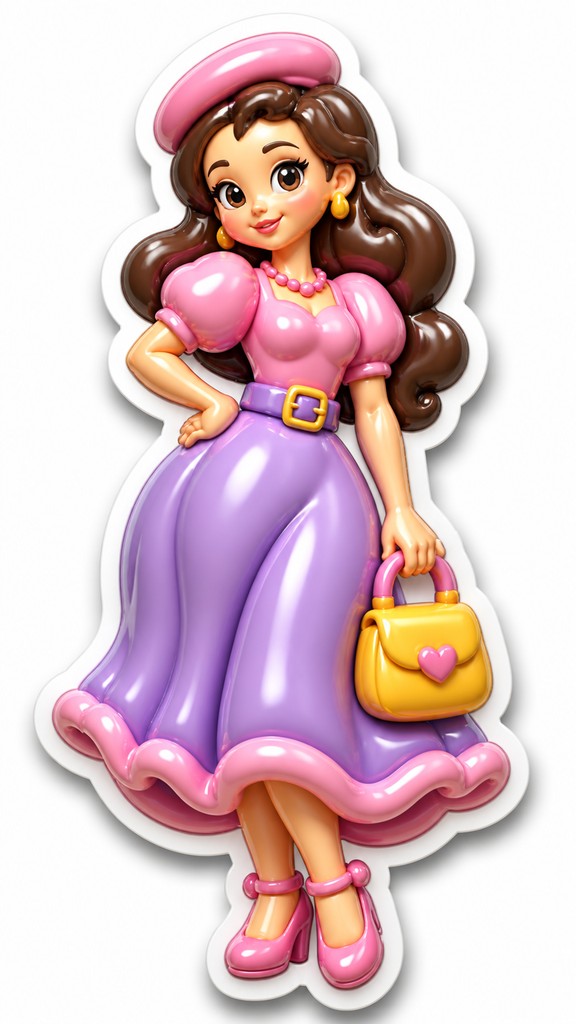 full-length portrait of an elegant figure — 3D Puffy Sticker Design