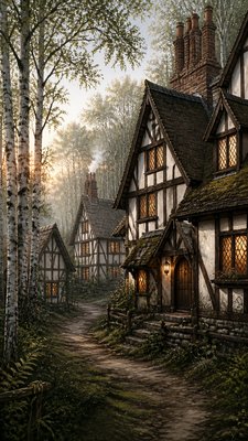 Tudor Architecture Style wall art print example