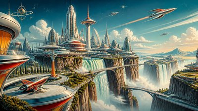 Retro Futurism Sci-Fi Art concept art example