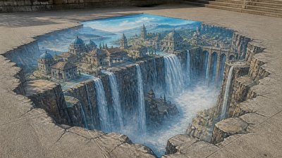 3D Illusion Street Art Style concept art example