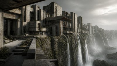 Brutalist Interior Design concept art example