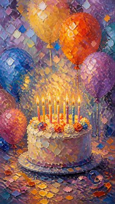 Impressionist Still Life Art Style birthday card example