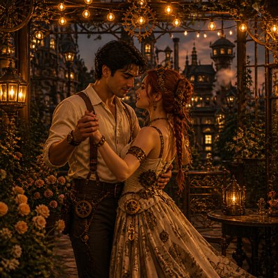Steampunk Art Style couple portrait example