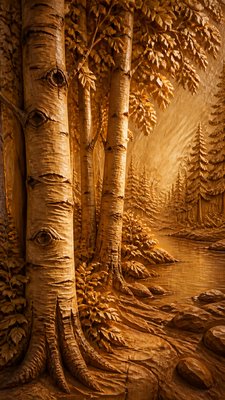 Wood Carving Sculpture Art Style wall art print example