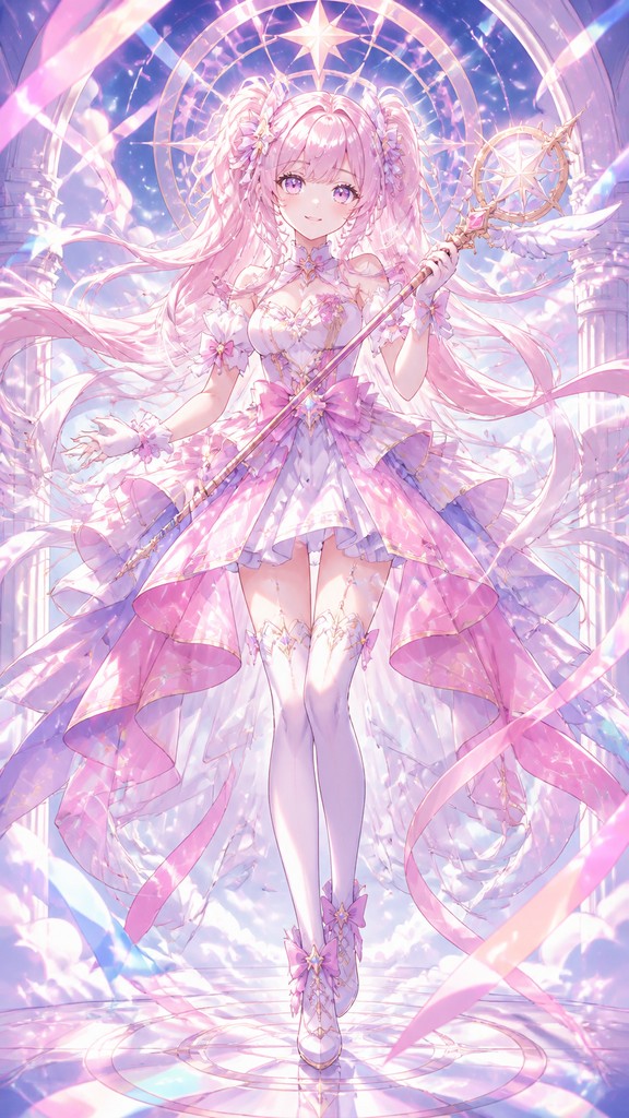 full-length portrait of an elegant figure — Magical Girl Anime Art Style