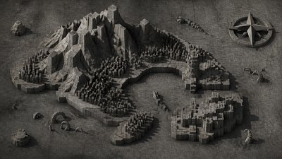 Brutalist Architecture Art fantasy map example